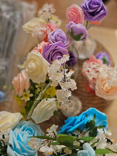 Large Tub of Table Decorations Vases and Flowers