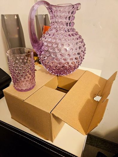 Hobnail 6x glasses and 2L jug set