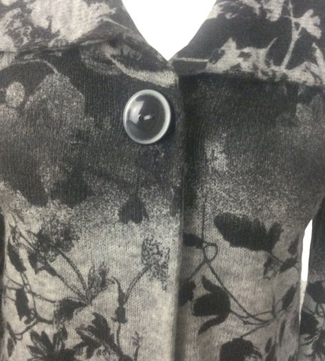 Gerry Weber Ladies Black Grey floral knit wool blend cardigan size 14