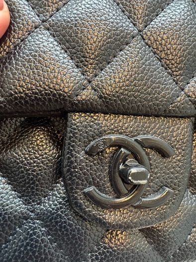 Rare all black C single flap bag.