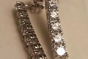 Rhodium Plated Sterling Silver Moissanite Drop Earrings