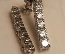 Rhodium Plated Sterling Silver Moissanite Drop Earrings