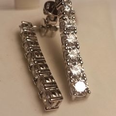 Rhodium Plated Sterling Silver Moissanite Drop Earrings