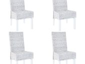 Dining Chairs 4 pcs Grey Kubu Rattan and Mango Wood