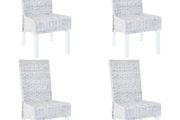 Dining Chairs 4 pcs Grey Kubu Rattan and Mango Wood