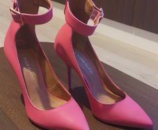 Pink Ankle Strap High Heels
