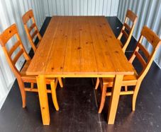 Dining Table solid wood 5' & chairs in pine