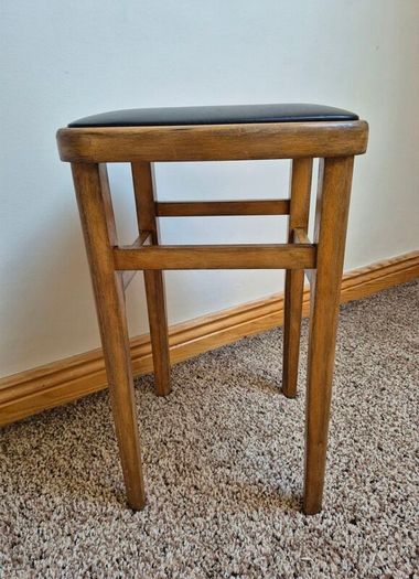 Rare Mid-Century Beech Utility Stool  Pristine Mint Condition