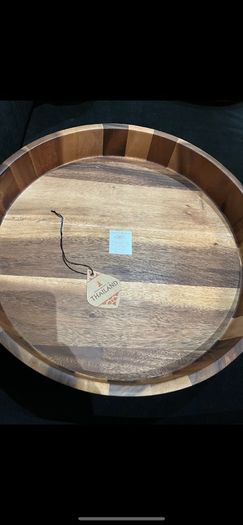 Acacia wooden cheese serving plater tray rotary hand  made