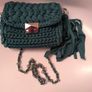 Handmade Crochet Crossbody Bag ,Bottle Green ,Emerald Image 7