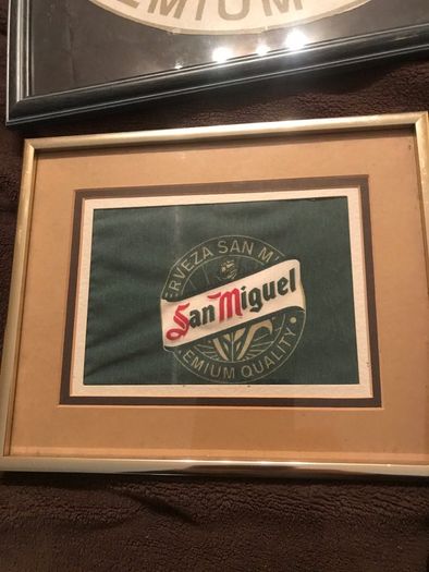 Framed San Miguel Linen Bar Signs