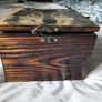 Wooden handmade jewelry box with wolf in retro style Image 4