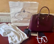 Stunning Prada Saffiano Lux Leather Burgundy Handbag