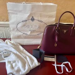 Stunning Prada Saffiano Lux Leather Burgundy Handbag