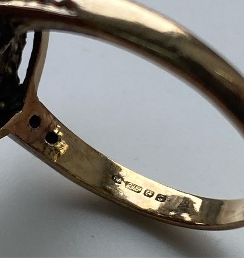 Gold Ring sapphire diamond Art Deco Antique