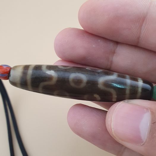 Vintage 7 Eyes Himalayan Tibetan Agate Dzi Bead Amulet