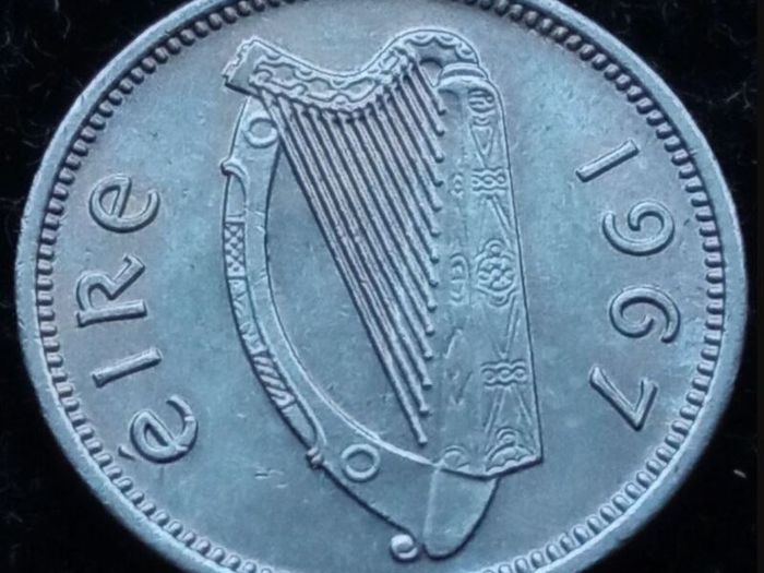 [#342] - Ireland 1967 | Irish 3d | Three Pence | Hare | KM.12a | UNC