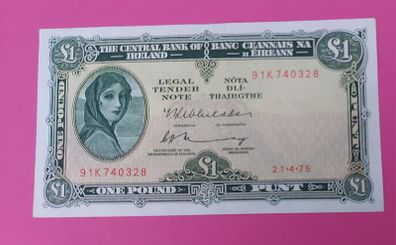 Irish 1975 Lady Lavery One pound banknote in uncirculated condition