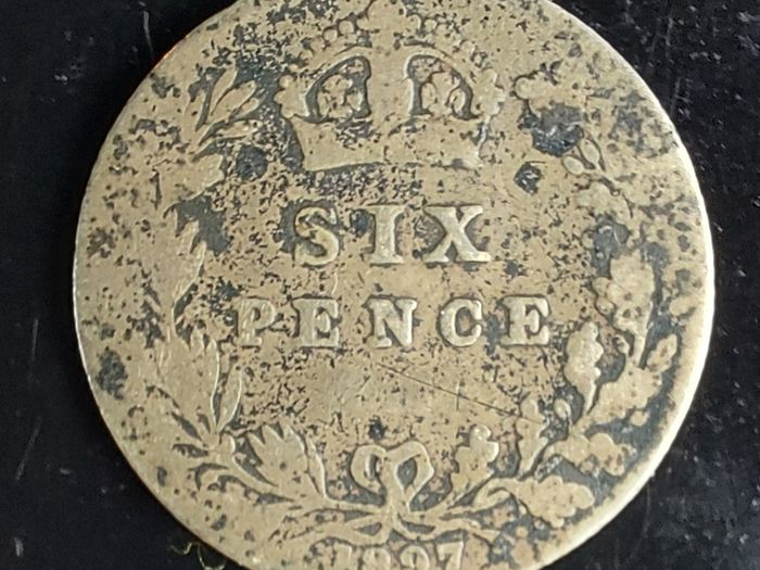 England  1897 Victoria Sixpence Coin Fine condition