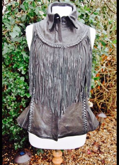 All Saints real leather fringe gilet