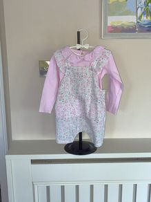 babyBaby Girls Pink & White Floral Dungarees & Long-Sleeved Top from Dunnes Stores