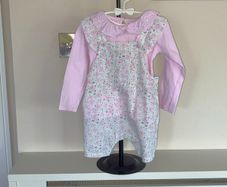 babyBaby Girls Pink & White Floral Dungarees & Long-Sleeved Top from Dunnes Stores