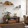 TV Cabinet with Drawer Glass Shelves for TVs up to 55 Inches Vintage Brown Image 2