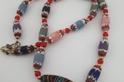 Antique Venetian Style Trade Glass &amp; Venetian WhiteHeart Glass Beads Necklace