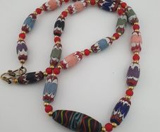 Antique Venetian Style Trade Glass & Venetian WhiteHeart Glass Beads Necklace