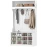 Coat Rack with Shelf & Bench - Shoe Cubbies - Multi Hook Design - White Image 5