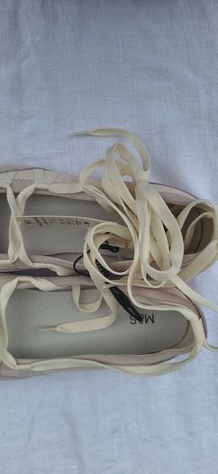 Marks & Spencers White  Ankle Tie Ballet Flat Trainers