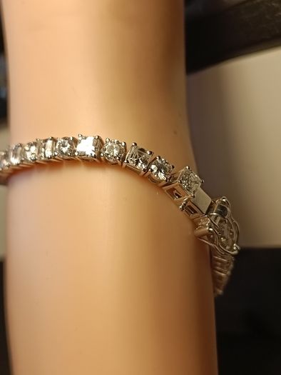 Rhodium Plated Sterling Silver 13 carat Moissanite Tennis Bracelet