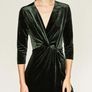Green Velvet knee length dress M Image 3