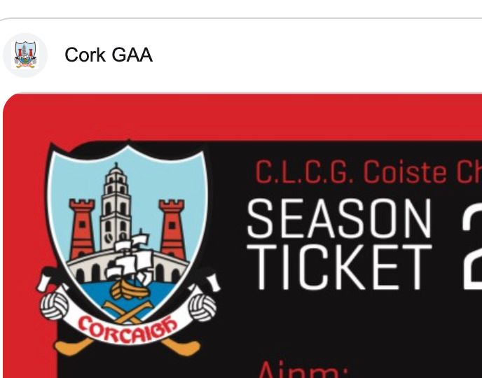 Wanted: Cork. GAA Hurling Season Ticket