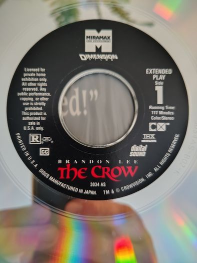 Laserdisc - The Crow (1994) NTSC Widescreen Brandon Lee EX+ OUT OF PRINT