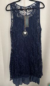 Navy Lace Tunic dress with pendant