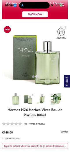 HERMES H24 100ml parfum for him