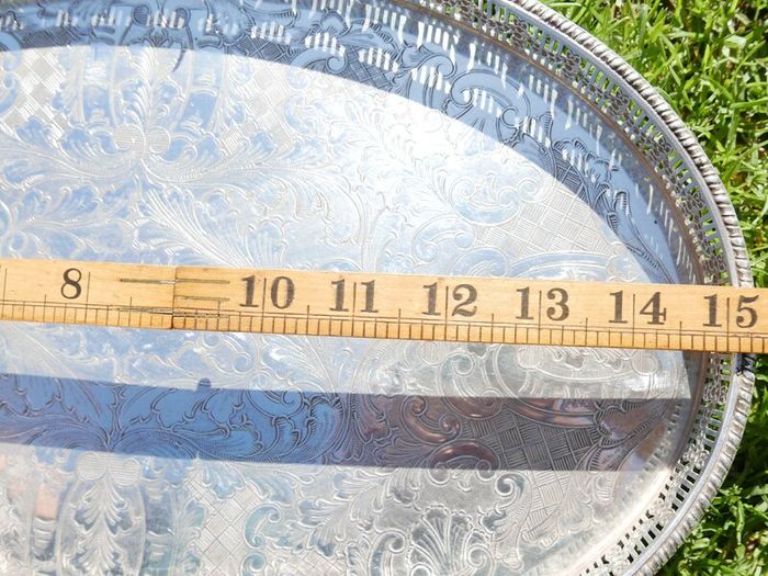 Viners  Silver Alpha Plated Oval Vintage Tray Chased Gallery