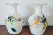 Mid-century pair of Dalian glass vases