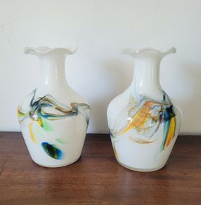 Mid-century pair of Dalian glass vases
