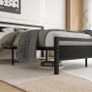 5ft King Bed Frame with Wooden Headboard,Heavy Duty Metal Platform Bed Frame King Bed Base No Box Spring Needed,Metal Slats Support Underbed Storage Space,Black,150x200cm Image 2