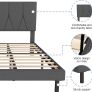 Small Double Bed Frame, Dark Grey, Upholstered Wooden Slat Bed Frame with Headboard, Easy Assembly, Underbed Storage, No Box Spring Needed 120 /190 Image 3