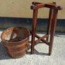 Vintage Oak Plant Pot & Stand Image 4
