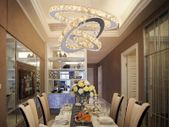Modern LED Crystal Chandeliers 3 Rings Ceiling Lights Adjustable Stainless Steel Pendant Light Fixture for Dining Room Living Room Bedroom(Warm White)