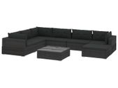 8 Piece Garden Lounge Set with Cushions Poly Rattan Black