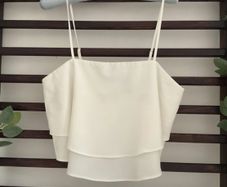 top forever 21 tiered ivory cropped camisole top size large