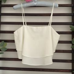 top forever 21 tiered ivory cropped camisole top size large