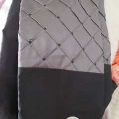 black lined curtains