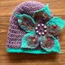 Handmade crochet hat with felted flower Image 2