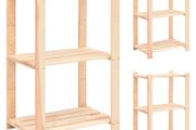 3-Tier Storage Racks 3 pcs 60x38x90 cm Solid Pinewood 150 kg